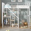 Twin Size Metal Loft Bed with Storage Staircase and Small Wardrobe - 3 of 4