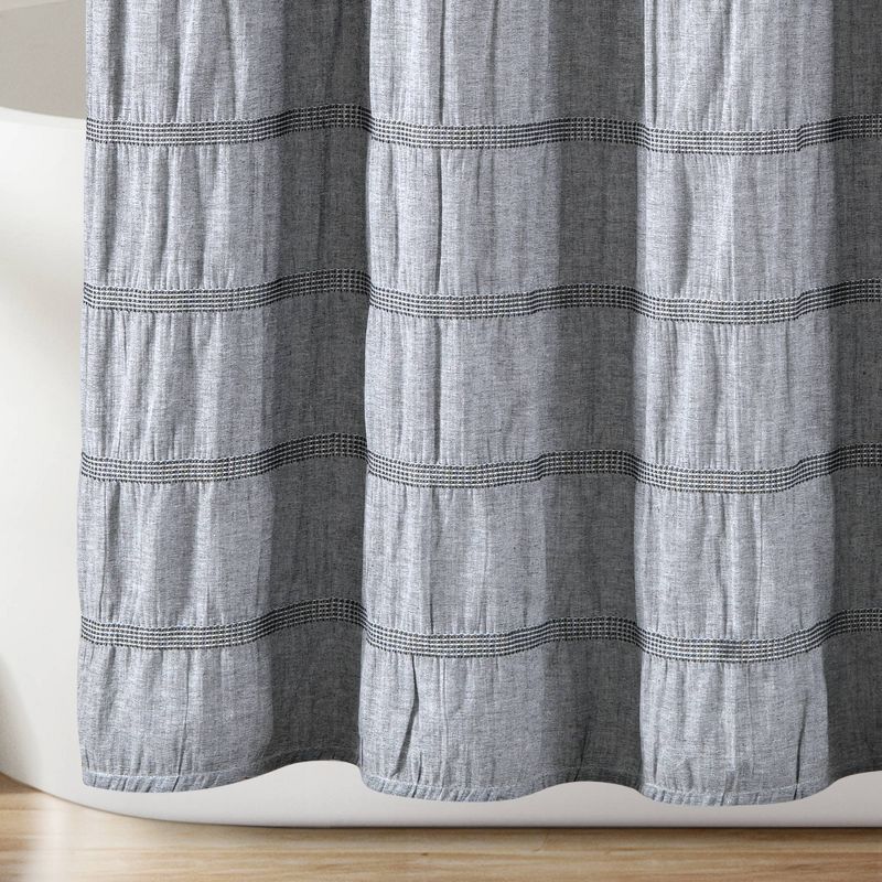 Waffle Striped Woven Cotton Shower Curtain - Lush Décor, 5 of 9