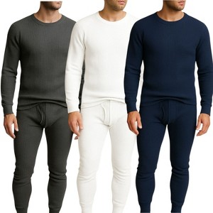 3 Pack Men’s Thermal Underwear Set – Waffle Knit Base Layer Top & Bottom Long Johns - 1 of 4