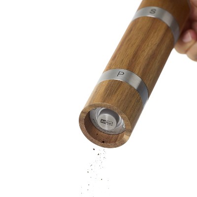 Acacia Wood and Stainless Steel Dual Salt and Pepper Mill