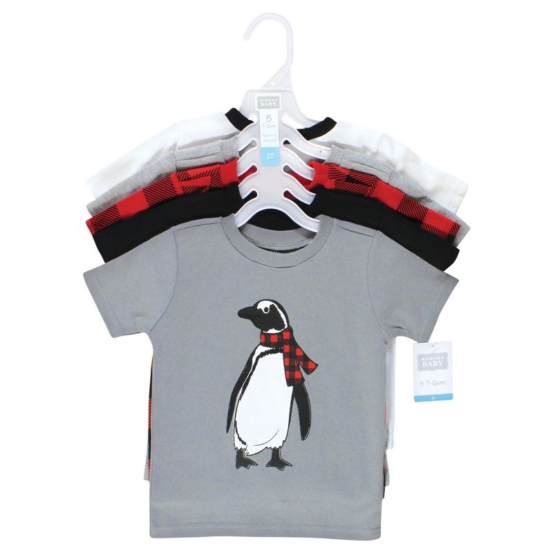 Hudson Baby Boy Short Sleeve T-Shirts, Winter Penguin Moose, 2 of 8
