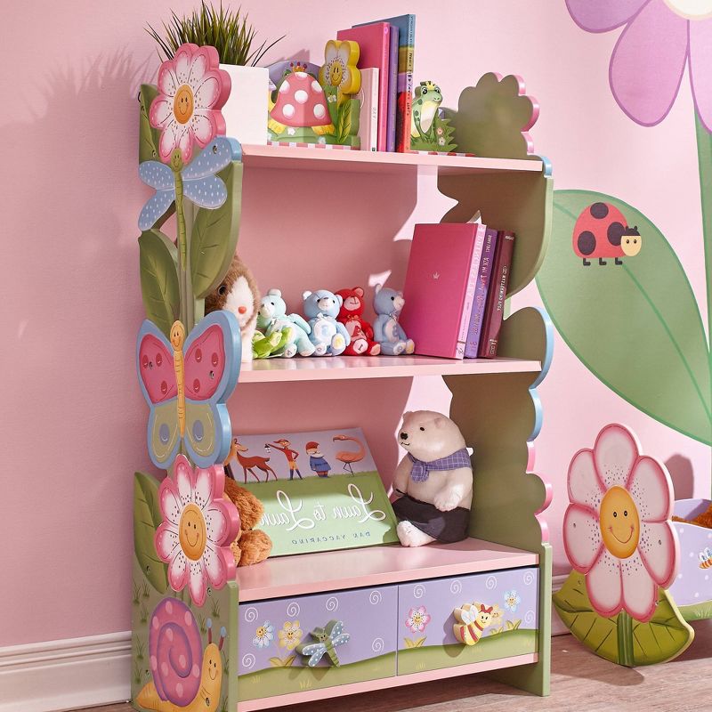 Fantasy Fields Magic Garden Kids&#39; 3-Tier Wooden Bookcase with Storage Drawers, 3 of 12
