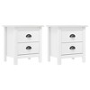 vidaXL Bedside Cabinet Set of 2 White Solid pine wood Medium - 2 of 4