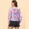 INSPIRE CHIC Women's Holographic Shiny Long Sleeve Zipper Hooded Metallic Jacket - 4 of 4
