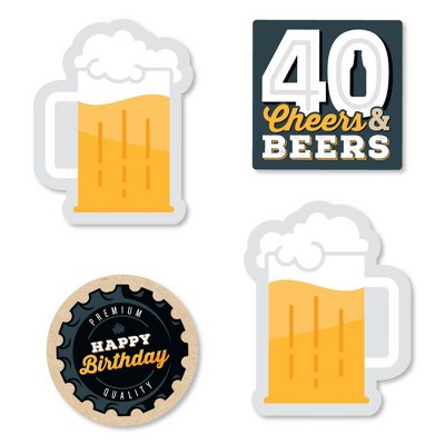 Big Dot of Happiness Cheers and Beers to 40 Years - DIY Shaped 40th Birthday Party Cut-Outs - 24 Count