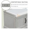 PAGED 42.5" L Distressed Storage Ottoman with Velvet Cushion, Entryway Bench with 2 Drawers and 2 Cabinets, Shoe Bench for Living Room, Entryway - 3 of 4