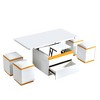 Gulches U-Can Lift-Top Coffee Table with 4 Storage Stools Modern Space Saving Center Table - 4 of 4