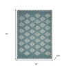 HomeRoots 19" Set of Four Cream And Turquoise Damask Cotton Placemats - 3 of 4
