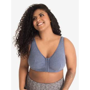 Leading Lady The Meryl - Cotton Front-closure Comfort & Sleep Bra In  Heather Grey, Size: 44f/g/h : Target