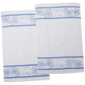 Blue Floral Set of 2 Hand Towels - 1 of 3