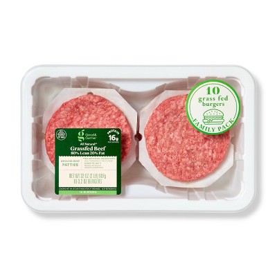 Fresh Grass Fed Beef Burger Patties 80/20 - 10ct/32oz - Good & Gather