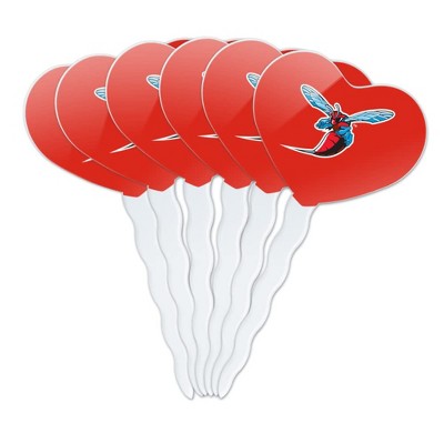 Delaware State University Secondary Heart Love Cupcake Picks Toppers Decoration Set of 6