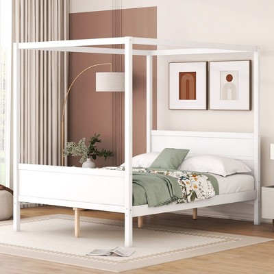 Kora Metal Canopy Bed In Full White - Dhp : Target