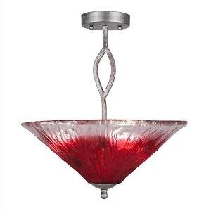 Toltec Lighting Revo 3 - Light Flush Mount in  Aged Silver with 16" Raspberry Crystal Shade - 1 of 1