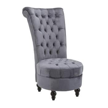 HOMCOM Retro High Back Armless Royal Accent Chair Fabric Upholstered Tufted Seat for Living Room, Dining Room and Bedroom