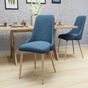 Lyngins Modern Armless Dining Chairs (Set of 2) – Curved Backrest & Wood-Look Tapered Legs, Upholstered Kitchen Chairs, Comfortable Living Room Chair - 1 of 4