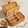 HTUTWOO Faux Leather Travel Jewelry Box Compact Jewelry Case for Earring Ring Necklace Bracelet Organizer Storage Holder Boxes, Brown - 4 of 4
