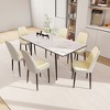7-Piece Expandable Dining Set with Rectangle Table and 6 PU Armless Chairs - 3 of 4