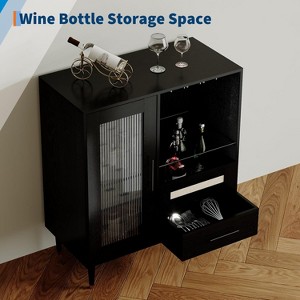 Modern Wine Bar Cabinet &Coffee Bar Cabinet with Storage,Storage Sideboard with Tempered Glass Door & Drawers for Home, Dining Room, Living Room - 1 of 4