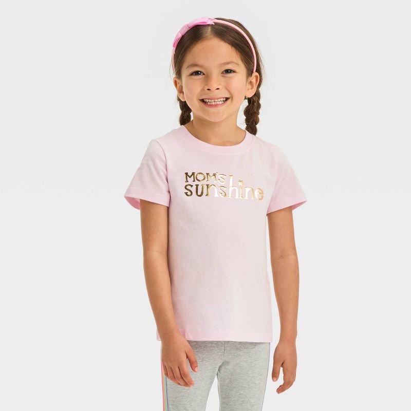 Toddler Girls' 'Moms Sunshine' Short Sleeve T-Shirt - Cat & Jack™ Pink, 1 of 5