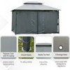 Gulches 10' x 13' Patio Gazebo, Outdoor Gazebo Canopy Shelter with Curtains, Vented Roof, Steel Frame for Garden, Lawn, Backyard and Deck, Sage Gray - 4 of 4