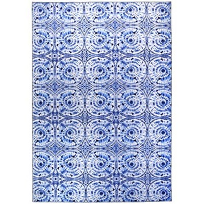 Homefires Shibori Blue Indoor Rug – Stylish, Soft, Durable, and Easy to Clean Accent Rug for Living Rooms, Bedrooms, or Entryways
