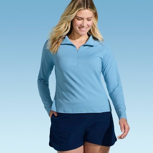 Lands' End Women's Quarter Zip Rash Guard - 1 of 3