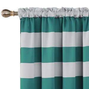Deconovo Striped Thermal Room Darkening Rod Pocket Curtains (2 Panels) - 1 of 4