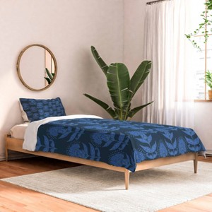 Deny Designs Schatzi Brown Aurelia Floral Blue Twin/Twin XL Comforter and Sham Set (2-3pc Set) - 1 of 4