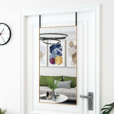 vidaXL Gold Door Mirror - Full-Length Aluminum Frame - 19.7"x39.4" Size - Suitable for Bedroom, Living Room, Hallways - Easy Installation