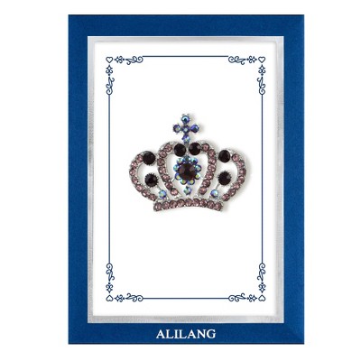 Anna-Kaci Purple Royal Monarch Queen Crown Crystal Rhinestone Brooch Pin with Family Gift Message Card & Envelope Jewelry Gifts