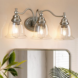Tribesigns 3-Light Bathroom Light Fixtures, Modern Vanity Light with Clear Glass Shade - 1 of 4