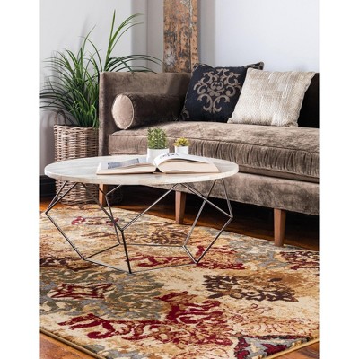 Braided Geometric Blue and Beige 5' x 8' Synthetic Indoor Rug