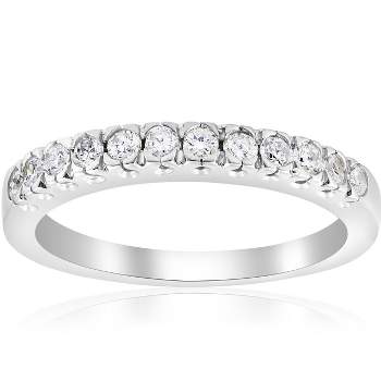 Pompeii3 5/8ct Pave Diamond French Prong Set Wedding Ring 14K White Gold