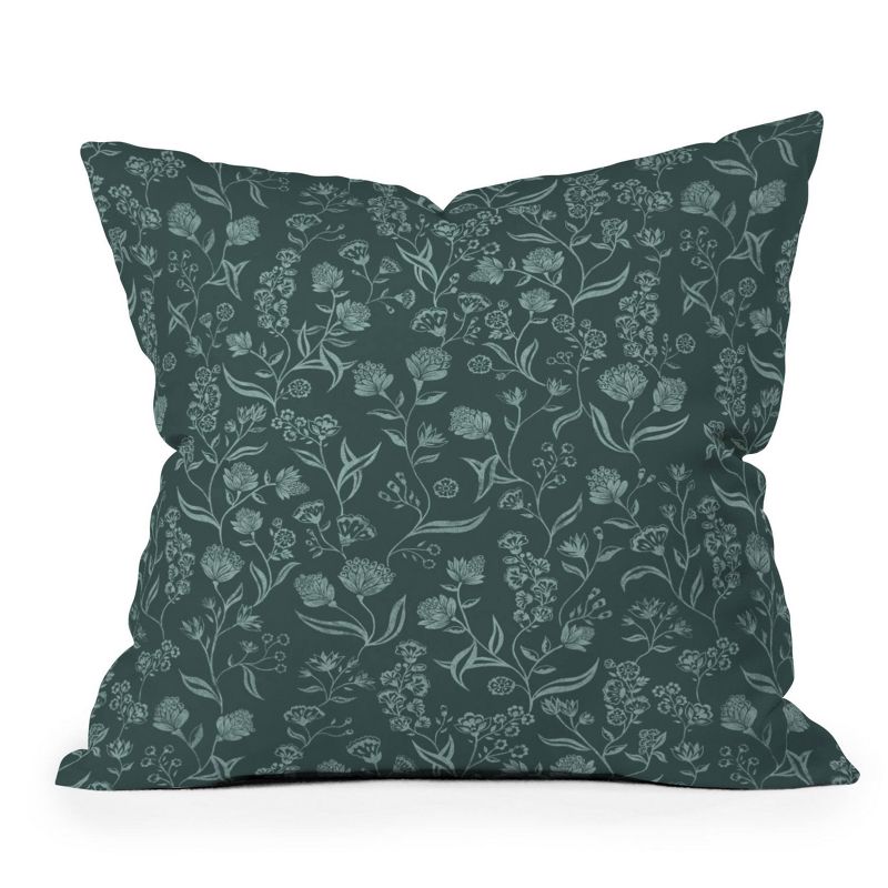 16&#34;x16&#34; Schatzi Brown Ingrid Floral Square Throw Pillow Green - Deny Designs, 1 of 6