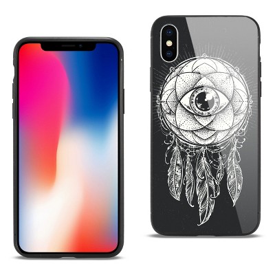 Reiko iPhone X / iPhone XS Hard Glass Design TPU Case with Dreamcatcher Design in Black