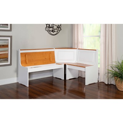 Ardmore White and Natural Finish Corner Nook Dining Set