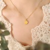 Gold Titanium Steel Engraved Oval - Pendant Classic Women's Necklace - 2 of 4
