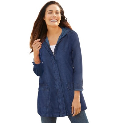 Woman Within Women's Plus Size Lightweight Utility Hoodie Jacket