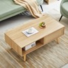 ALEXOUN 41.3 Inch Coffee Table with Storage & Sliding PE Rattan Door, Solid Wood Legs,for Living Room, Apartment - 2 of 4