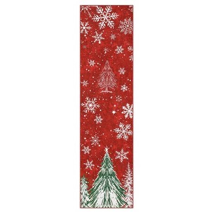 Coolmee Christmas Tree Snowflake Non Slip Kitchen Rugs ,  Forest Washable Kitchen Runner Rug Sets for Winter New Year Xmas Party Green - 1 of 4