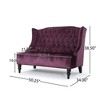 Velvet Modern Glam Wingback Loveseat Sofa with Button Tufted Diamond Stitch and Turned Legs for Living Room - 4 of 4