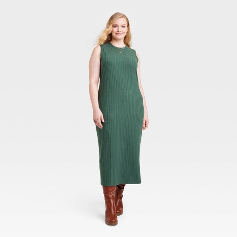 Women's Long Sleeve Mini Fleece Tunic Dress - Universal Thread™ Green Xxl :  Target