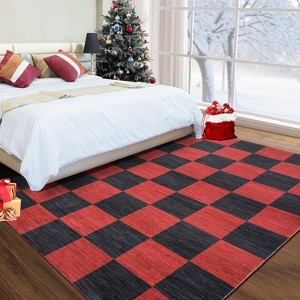 Runner Rugs 2x6 Washable Christmas Rug for Entryway Checkered Rug Non Shedding - 1 of 4
