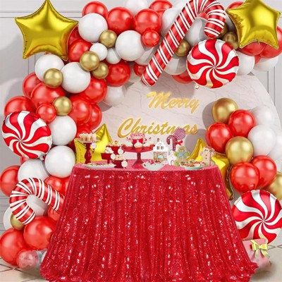 Wikineon 90 Inch Round Tablecloth Red Sequin Table Cloth Glitter Table Cover for Holiday Banquet Dining Wedding Party Decoration
