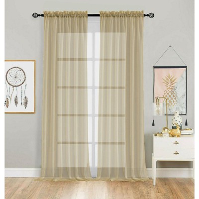 Designer Sheer Voile Rod Pocket Curtains For Small Windows