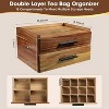 Double-Drawer Acacia Wood Tea Bag Organizer, 16-Compartment Tea Box, Storage Caddy for Countertop Cabinet - 2 of 4