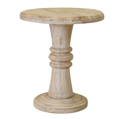 HomeRoots 28" Brown Solid Wood Round Pedestal End Table