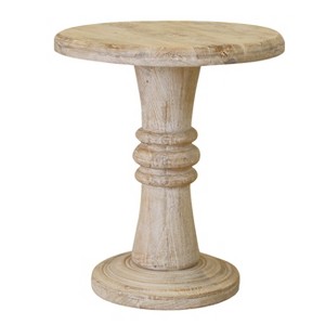 HomeRoots 28" Brown Solid Wood Round Pedestal End Table - 1 of 4