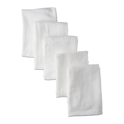 White Cotton Flour Sack Absorbent Dishtowels Set of 5